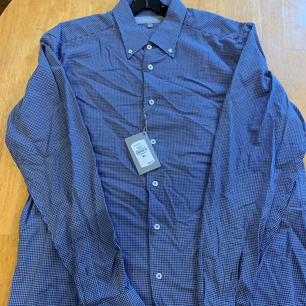 Nieman Marcus Blue Pattern Men’s Shirt SZ XL